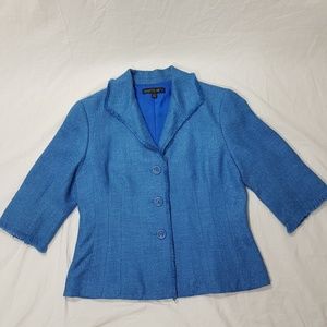Lafayette 148 Turquoise blue Tweed Blazer 8